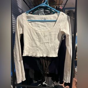 Brandy Melville McKenna eyelet long sleeve crop